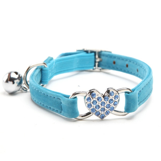 Heart Charm and Bell Cat Collar