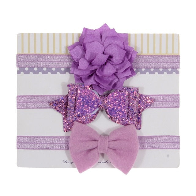 Sequin Felt Bow Lotus Flower Elastic Headbands