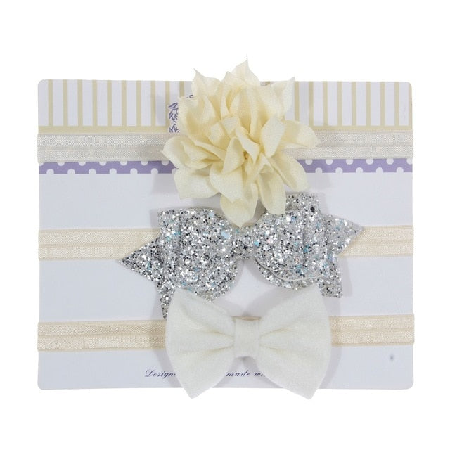 Sequin Felt Bow Lotus Flower Elastic Headbands