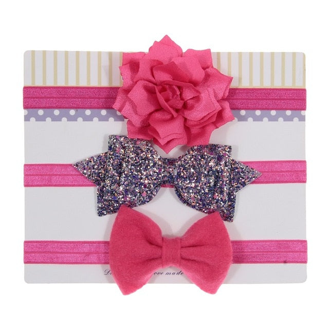 Sequin Felt Bow Lotus Flower Elastic Headbands