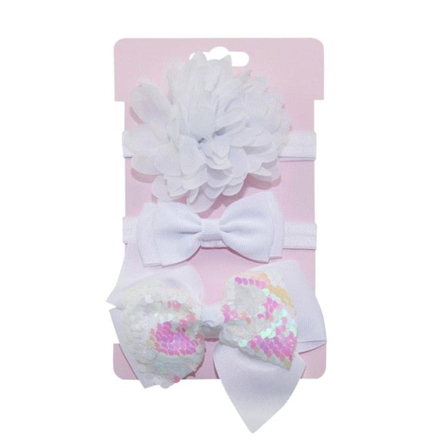 Sequin Felt Bow Lotus Flower Elastic Headbands