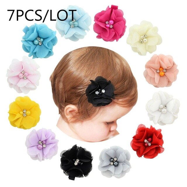 Mini Chiffon Flowers Hair Clips