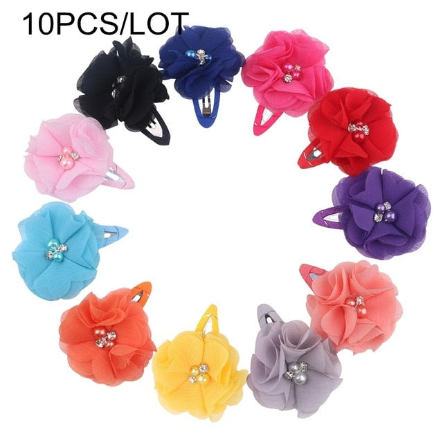 Mini Chiffon Flowers Hair Clips