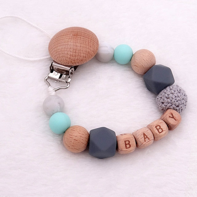 Handmade Silicone Wood Pacifier Clips