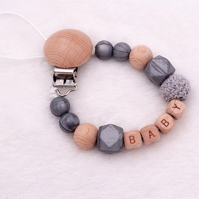 Handmade Silicone Wood Pacifier Clips