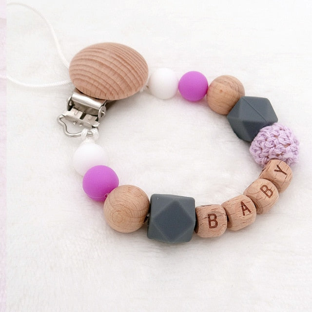 Handmade Silicone Wood Pacifier Clips