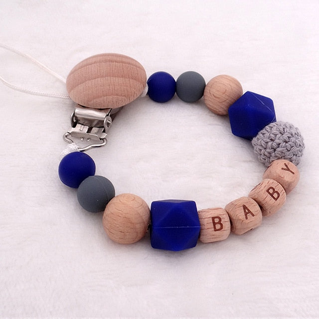 Handmade Silicone Wood Pacifier Clips