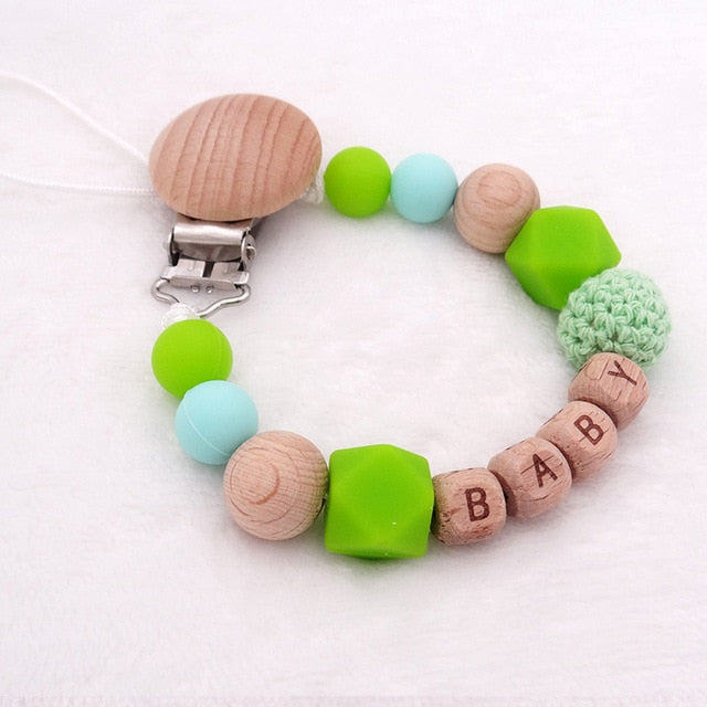 Handmade Silicone Wood Pacifier Clips