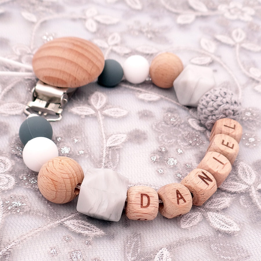 Handmade Silicone Wood Pacifier Clips