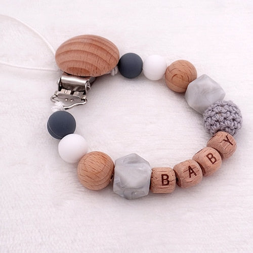 Handmade Silicone Wood Pacifier Clips