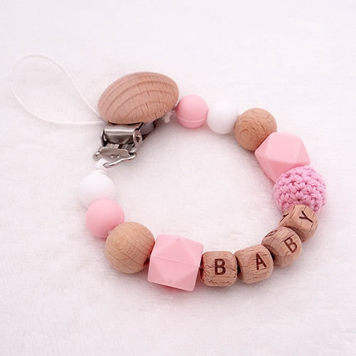 Handmade Silicone Wood Pacifier Clips