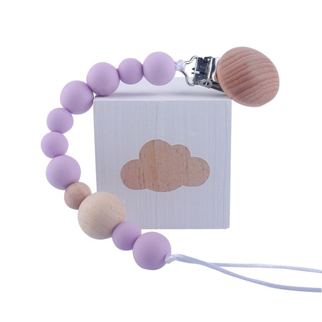 Wood Beaded Pacifier Clip