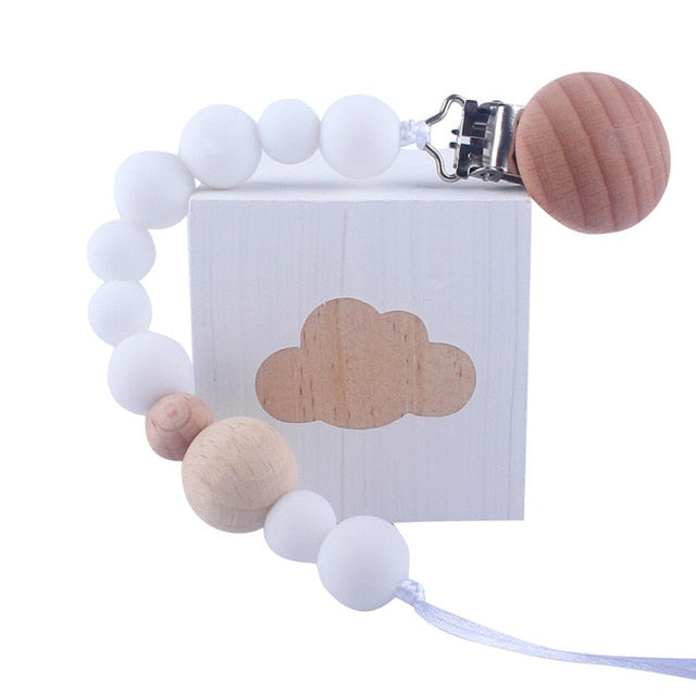 Wood Beaded Pacifier Clip