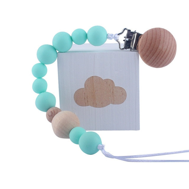 Wood Beaded Pacifier Clip