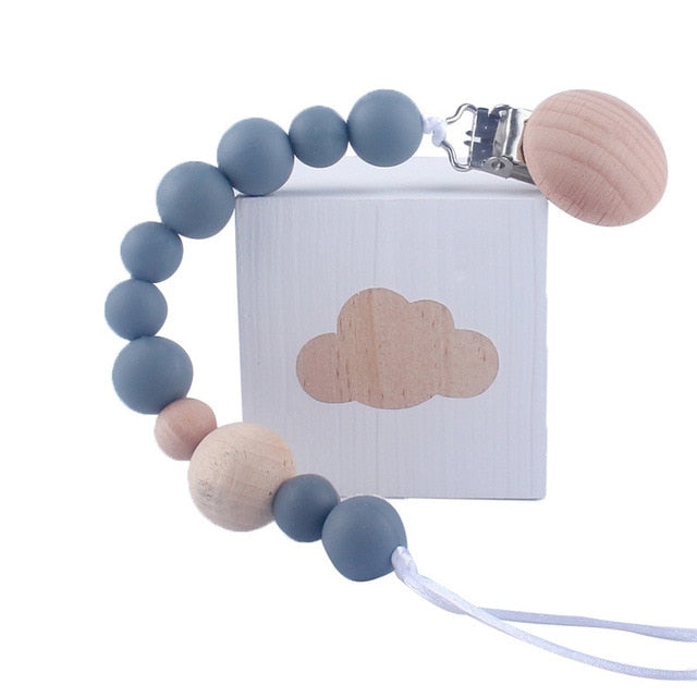 Wood Beaded Pacifier Clip