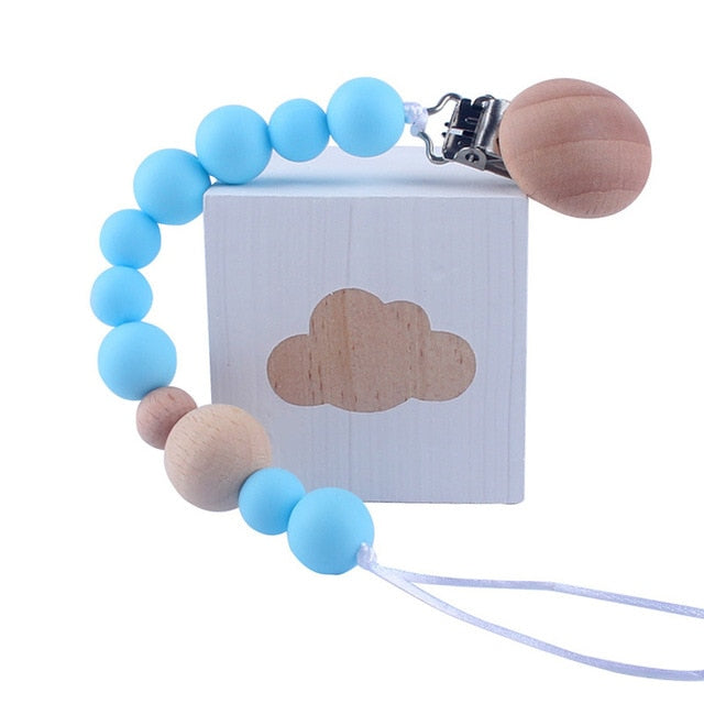 Wood Beaded Pacifier Clip