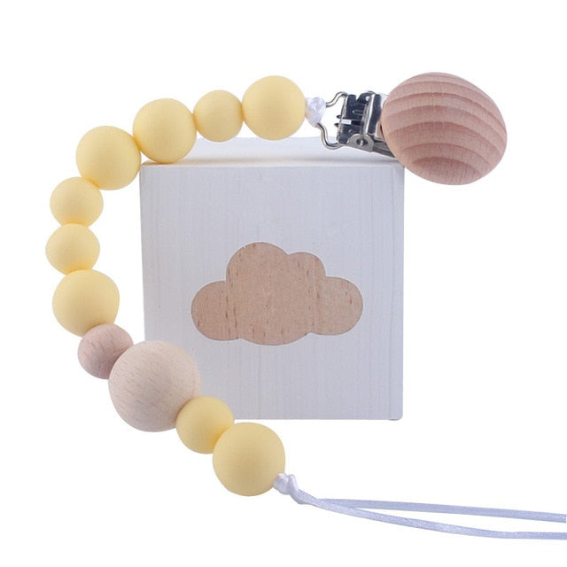 Wood Beaded Pacifier Clip
