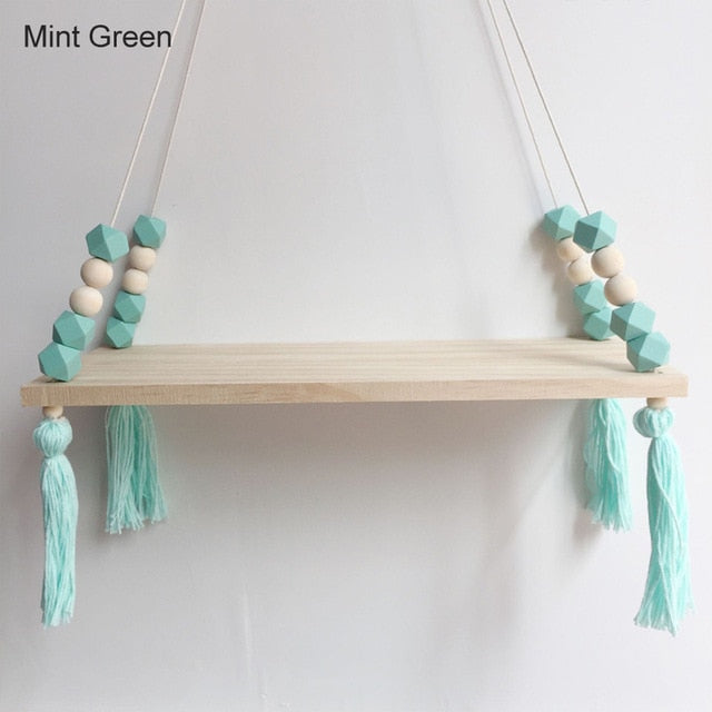 Nordic style colorful beads tassel wooden Wall
