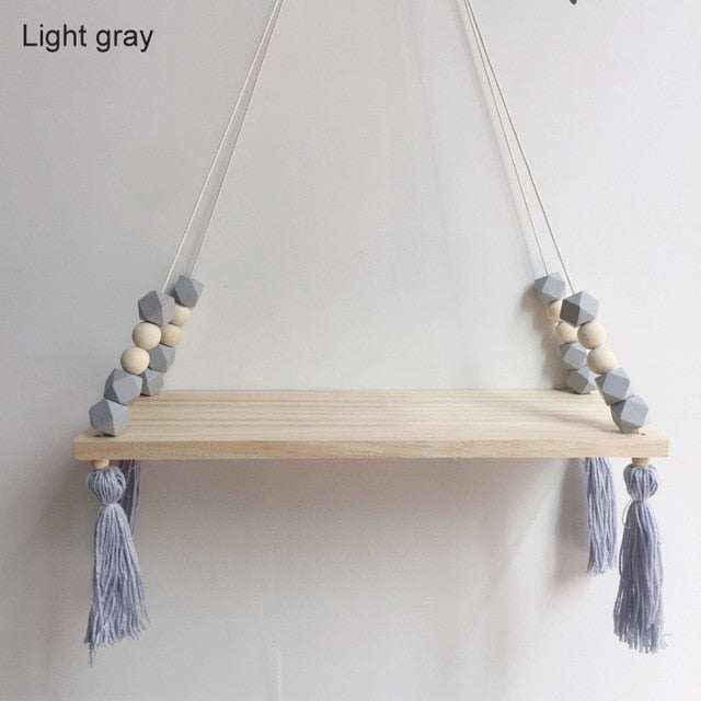 Nordic style colorful beads tassel wooden Wall