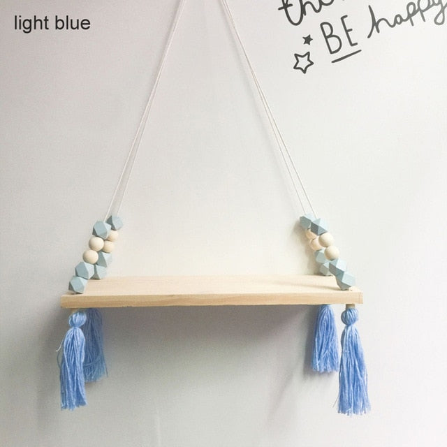 Nordic style colorful beads tassel wooden Wall