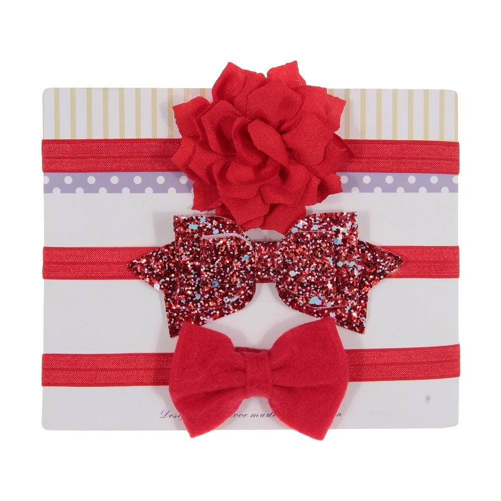 Sequin Felt Bow Lotus Flower Elastic Headbands