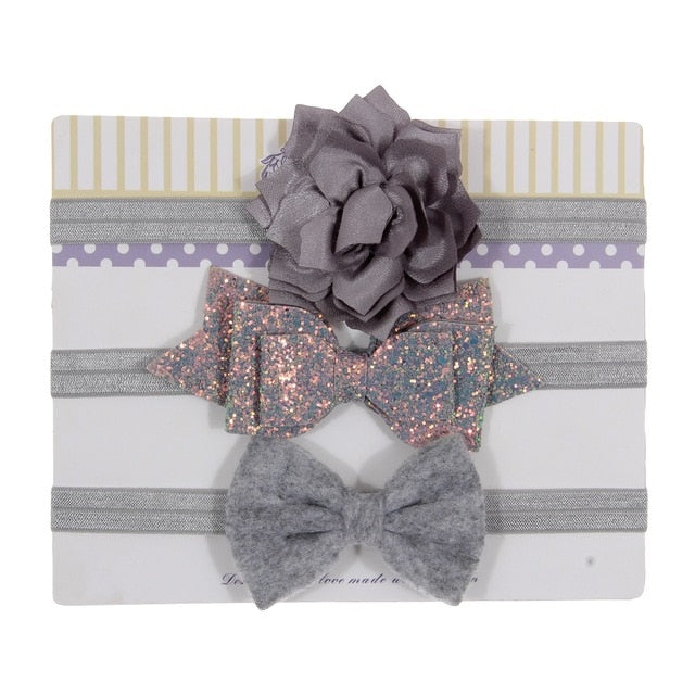 Sequin Felt Bow Lotus Flower Elastic Headbands