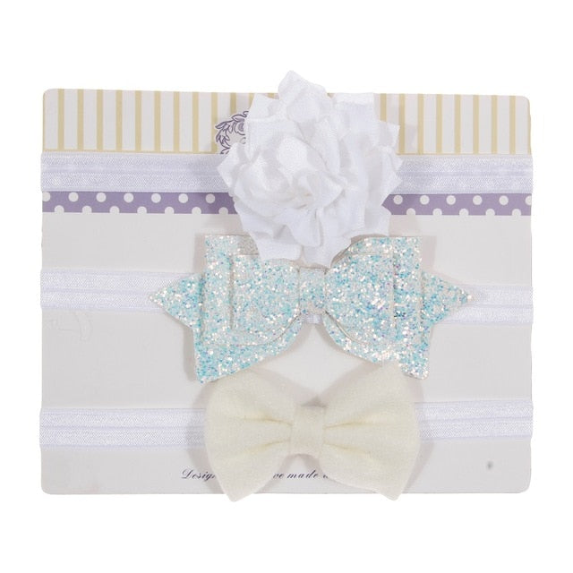 Sequin Felt Bow Lotus Flower Elastic Headbands