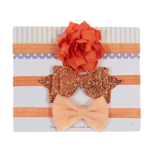 Sequin Felt Bow Lotus Flower Elastic Headbands