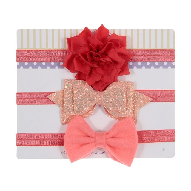 Sequin Felt Bow Lotus Flower Elastic Headbands