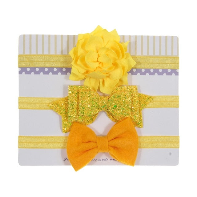 Sequin Felt Bow Lotus Flower Elastic Headbands