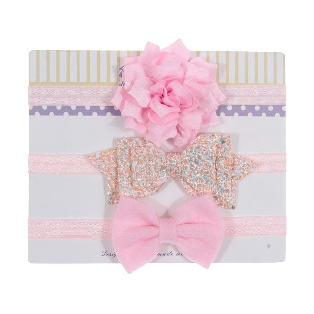 Sequin Felt Bow Lotus Flower Elastic Headbands