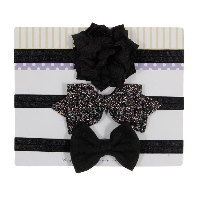 Sequin Felt Bow Lotus Flower Elastic Headbands