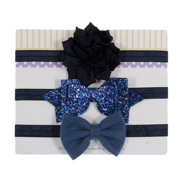 Sequin Felt Bow Lotus Flower Elastic Headbands