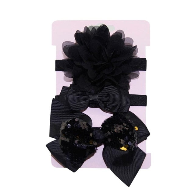 Sequin Felt Bow Lotus Flower Elastic Headbands