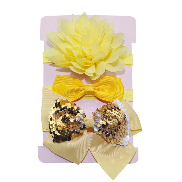Sequin Felt Bow Lotus Flower Elastic Headbands