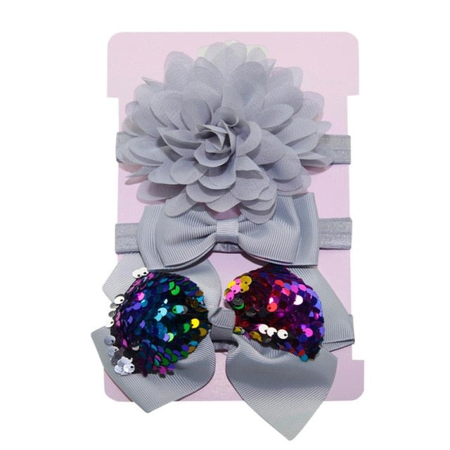 Sequin Felt Bow Lotus Flower Elastic Headbands