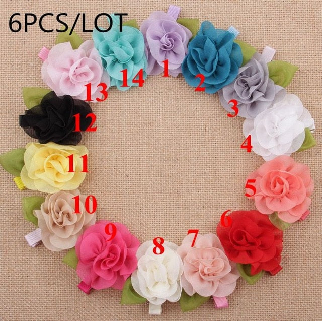 Mini Chiffon Flowers Hair Clips