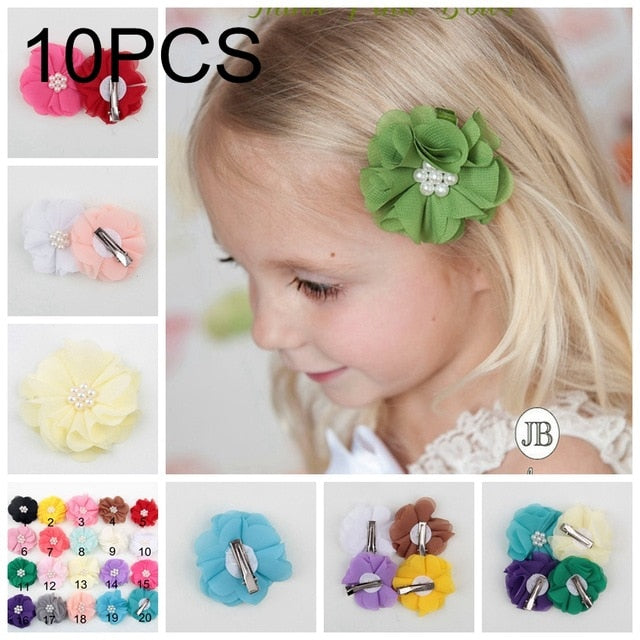 Mini Chiffon Flowers Hair Clips