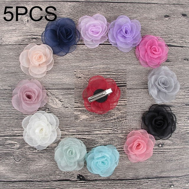 Mini Chiffon Flowers Hair Clips