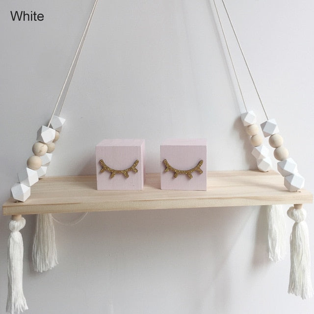 Nordic style colorful beads tassel wooden Wall