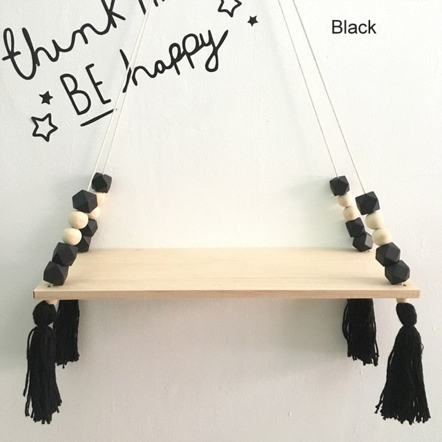 Nordic style colorful beads tassel wooden Wall