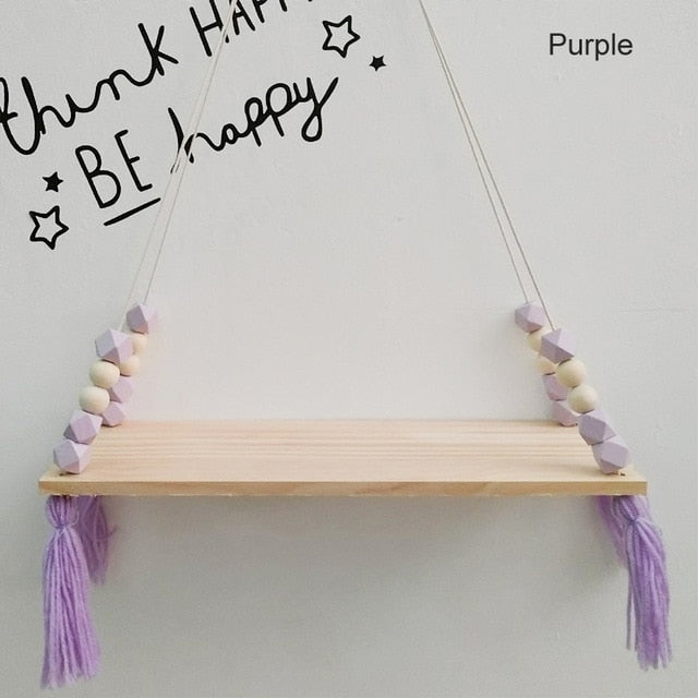 Nordic style colorful beads tassel wooden Wall