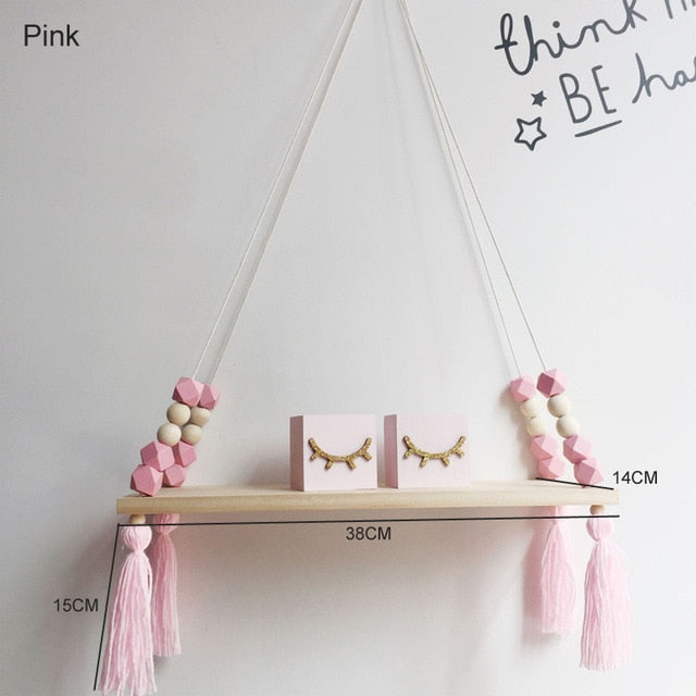 Nordic style colorful beads tassel wooden Wall