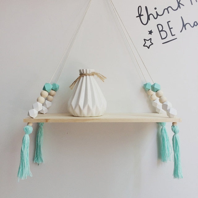 Nordic style colorful beads tassel wooden Wall