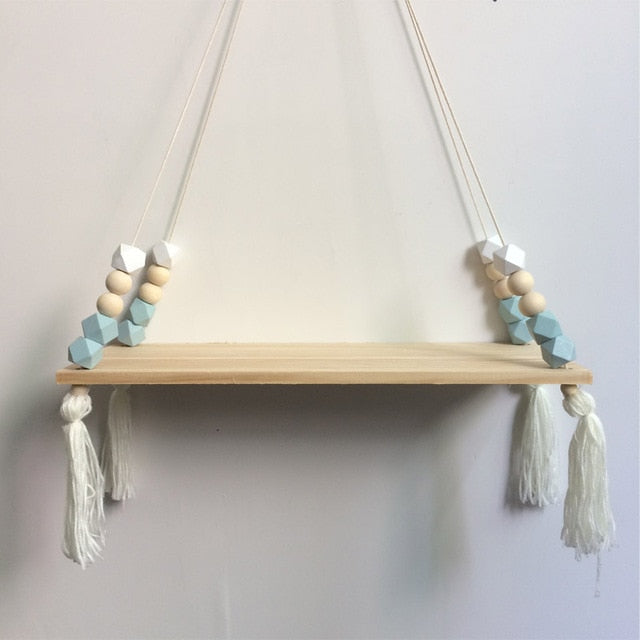 Nordic style colorful beads tassel wooden Wall