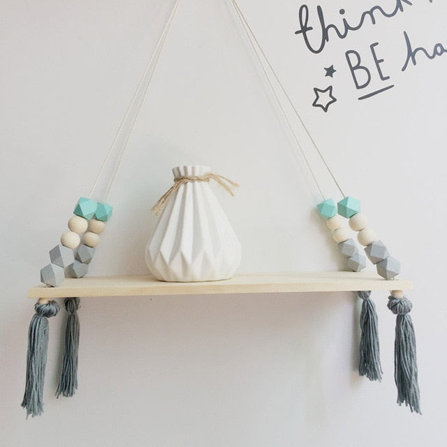 Nordic style colorful beads tassel wooden Wall