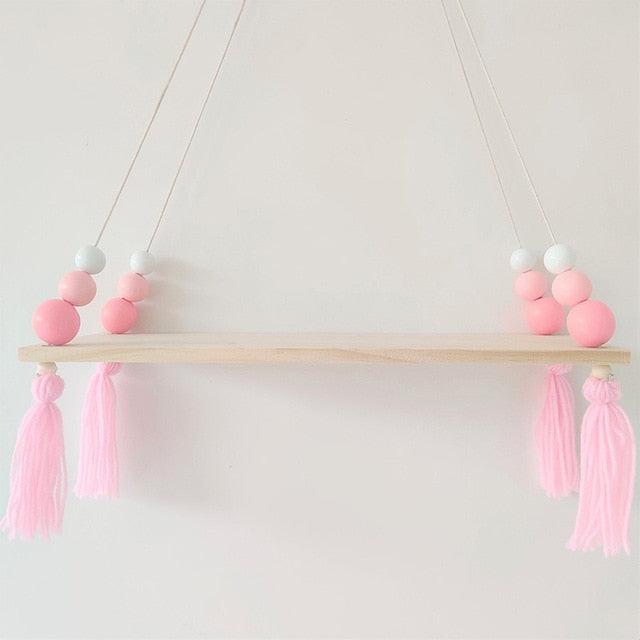 Nordic style colorful beads tassel wooden Wall