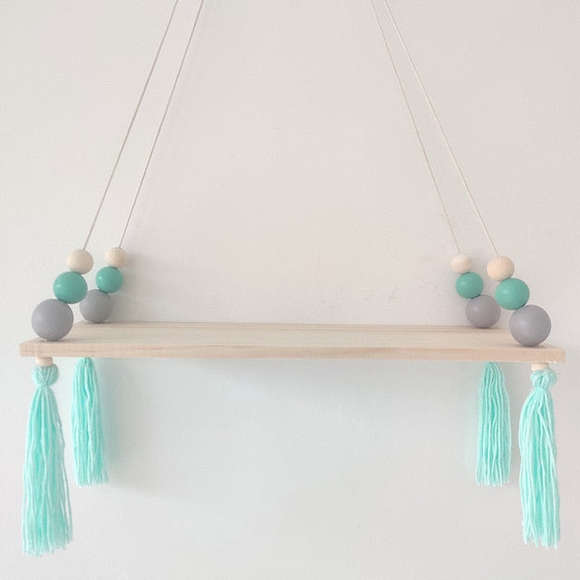 Nordic style colorful beads tassel wooden Wall