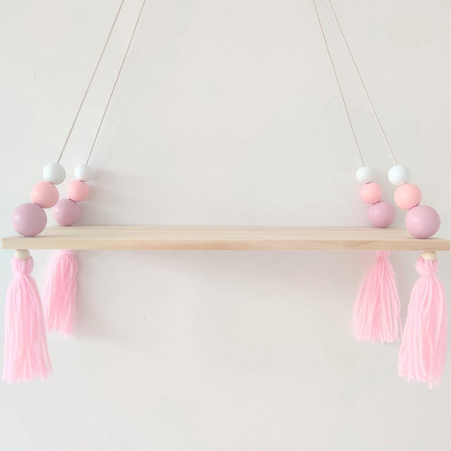 Nordic style colorful beads tassel wooden Wall