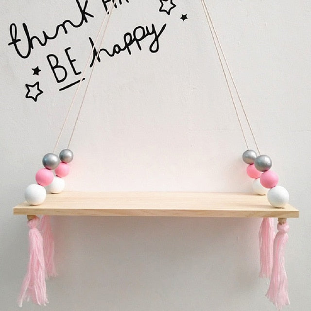 Nordic style colorful beads tassel wooden Wall